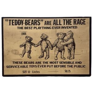 Wooden Teddy Bear Advertisement Sign